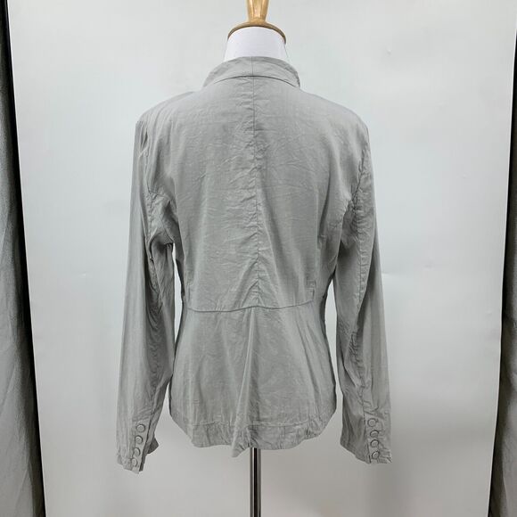 Eileen Fisher Linen Blend Jacket Women PM Petite Medium Zip Up Crinkled Shawl - Picture 7 of 15